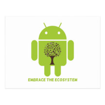 Embrace The Ecosystem (Bug Droid Brown Tree) Post Cards