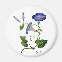 Embroidered Blue Morning Glories Refrigerator Magnet