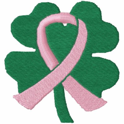 Embroidered Four-Leaf Clover Ribbon Breast Cancer