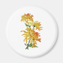 Embroidered Golden Chinese Chrysanthemum Magnet