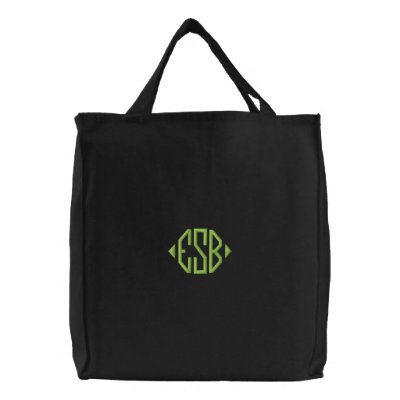 Embroidered Monogram Initials Tote Bag Embroidered Monogram Initials Tote Bag