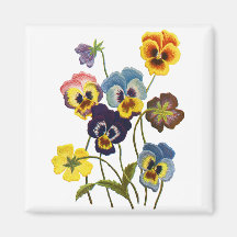 Embroidered Parade of Pansies Magnet