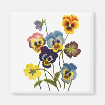 Embroidered Parade of Pansies Refrigerator Magnet