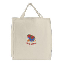 Embroidered Poinsettia Tote Bag