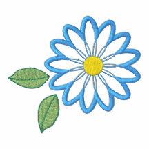 Embroidered Pretty Turquoise Daisy FLower Polo Shirt
