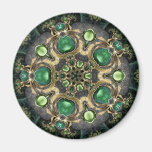 Emerald and Gold Kaleidoscope Magnet