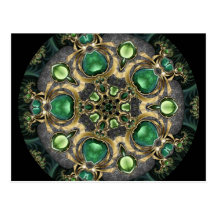 Emerald and Gold Kaleidoscope Postcard