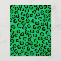 Emerald Color Leopard Print Pattern. Full Color Flyer