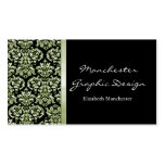 Emerald Damask Ribbon Business Card
