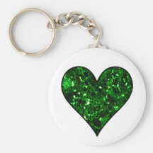 Emerald Gem Heart Keychains