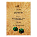 emerald green dice Vintage Vegas wedding menu invitations