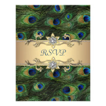 Emerald Green Gold Royal Indian Peacock Wedding Announcement