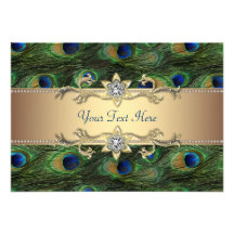 Emerald Green Gold Royal Indian Peacock Wedding Personalized Invites
