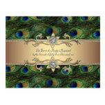Emerald Green Gold Royal Indian Peacock Wedding Postcards