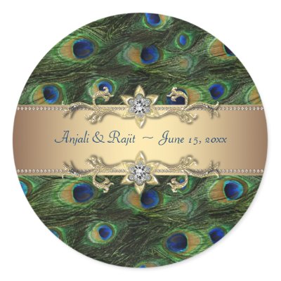 Elegant emerald green peacock feathers Indian peacock wedding invitations