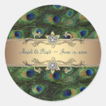 Emerald Green Gold Royal Indian Peacock Wedding Stickers