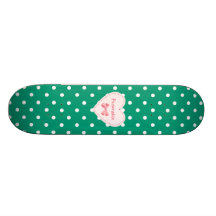 Emerald Green Heart With Name Custom Skate Board