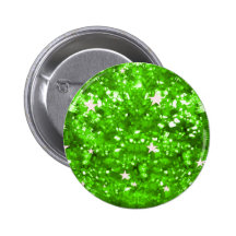 Emerald green sparkles glitter and stars button