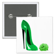 Emerald green stiletto shoe and rose pin