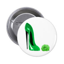 Emerald Green Stiletto Shoe and Rose Pins