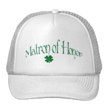 Emerald Green, White Shamrock Matron of Honour Cap Trucker Hat