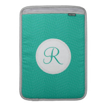Emerald Monogram Thin Chevron Pattern MacBook Sleeves