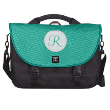 Emerald Monogram Thin Chevron Pattern Laptop Messenger Bag