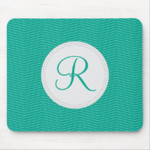 Emerald Monogram Thin Chevron Pattern Mousepad