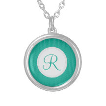 Emerald Monogram Thin Chevron Pattern Personalized Necklace