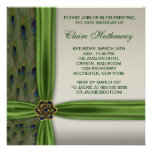 Emerald Peacock Gold 50th Birthday Invitations