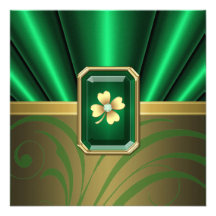 Emerald Silk Pleats Jewel St Patrick's Day Invite