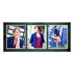 Emeraldtone Triple Photo Graduation Cards Invitation