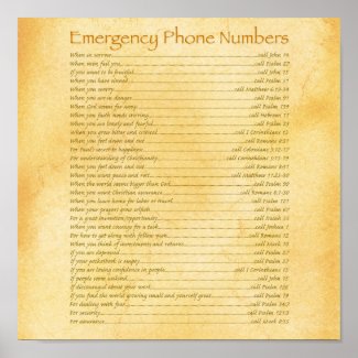 Christian Posters: Emergency Phone Numbers