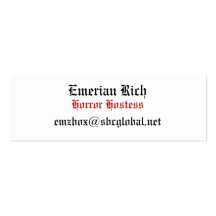 Emerian Rich, Horror Hostess, emzbox@sbcglobal.net Business Card