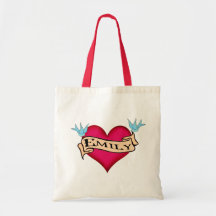 Emily - Custom Heart Tattoo T-shirts & Gifts Canvas Bags