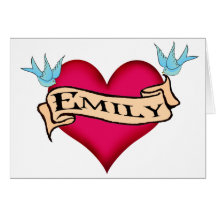 Emily - Custom Heart Tattoo T-shirts & Gifts Card