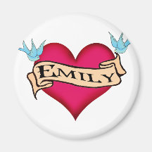 Emily - Custom Heart Tattoo T-shirts & Gifts Fridge Magnets