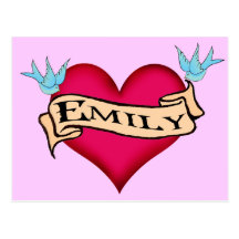 Emily - Custom Heart Tattoo T-shirts & Gifts Postcards