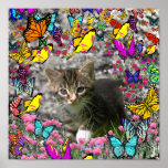 Emma in Butterflies I - Grey Tabby Kitten Poster