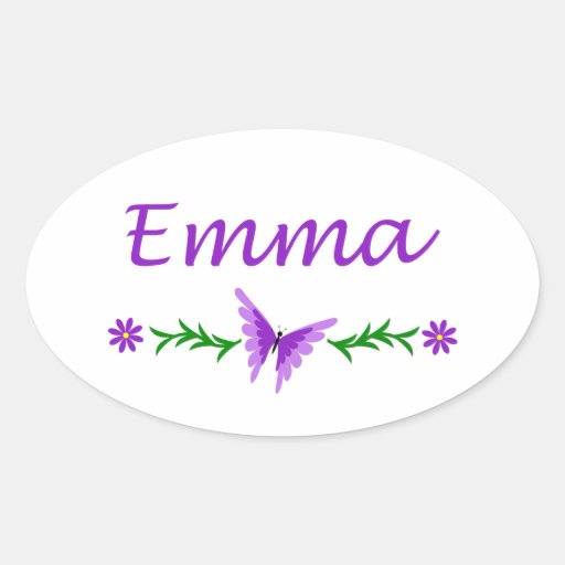 Emma (Purple Butterfly) Oval Sticker