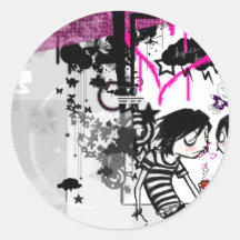 Emo__Cup Round Stickers