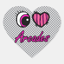 Emo Eye Heart I Love Arcades Sticker
