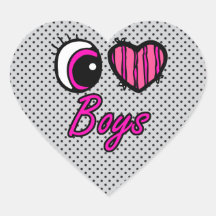 Emo Eye Heart I Love Boys Heart Stickers