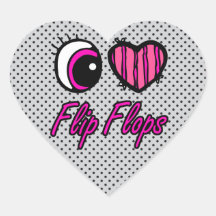 Emo Eye Heart I Love Flip Flops Stickers