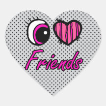 Emo Eye Heart I Love Friends Heart Stickers