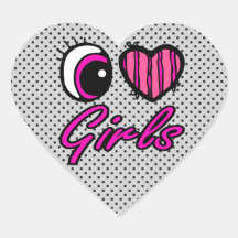 Emo Eye Heart I Love Girls Heart Stickers