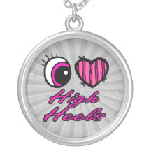 Emo Eye Heart I Love High Heels Custom Necklace