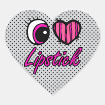 Emo Eye Heart I Love Lipstick Heart Stickers