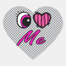 Emo Eye Heart I Love Me Heart Stickers