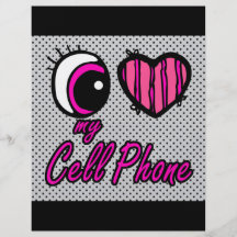Emo Eye Heart I Love my Cell Phone Flyers